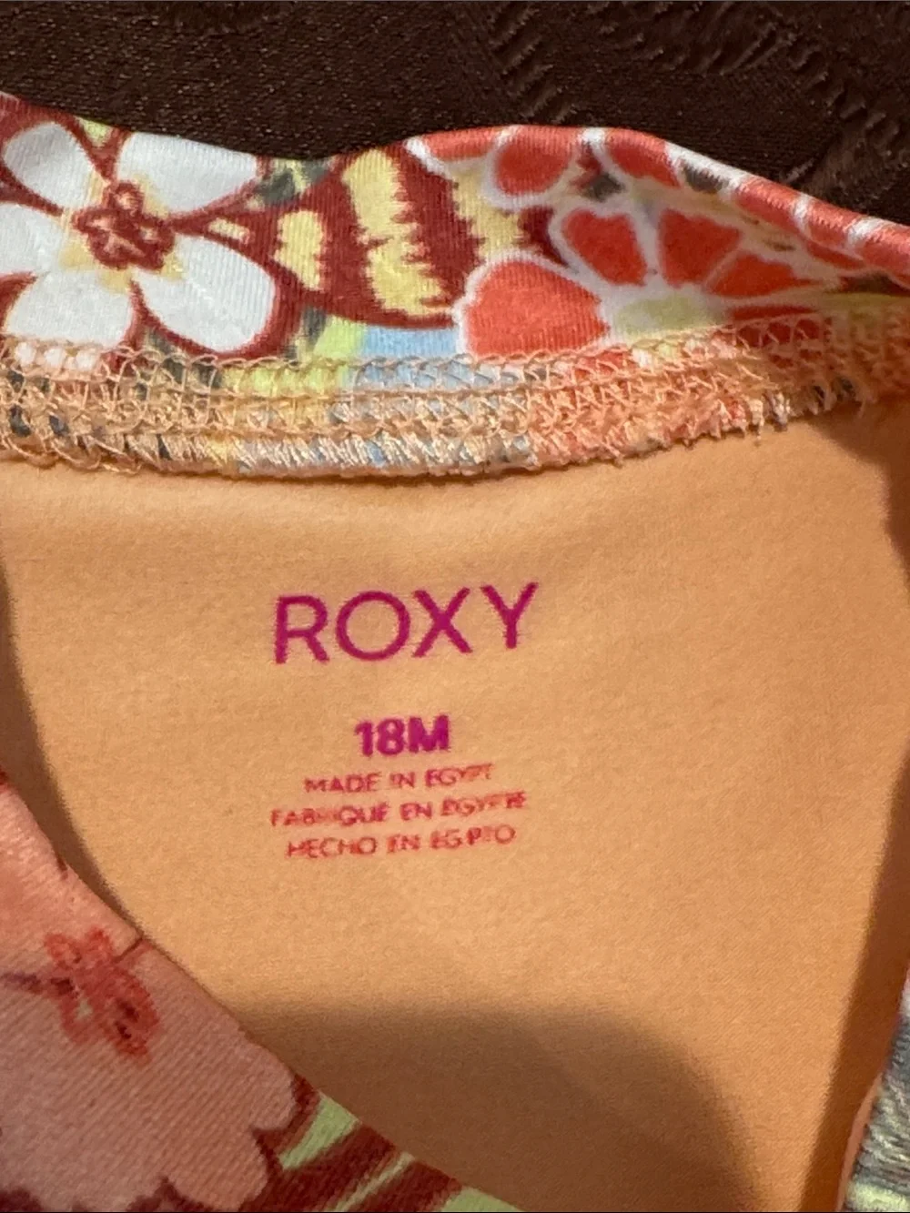 Roxy Girls' Peach Floral Long-Sleeve Rashguard Set
